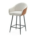 thumbnail image 2 of Horatia Mid-Century Modern 26.5'' Counter Height Bar Stools, Upholstered Barstools with Metal Legs, Beige+Brown, Set of 2, 2 of 9