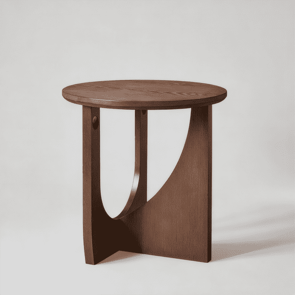 Solid Wood Round Side Table, Small Coffee Table for Living Room Bedroom,Walnut