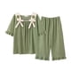 thumbnail image 3 of Conjunto de Pijama con lazo para mujer, ropa de dormir coreana Kawaii hasta la rodilla, cuello cuadrado, Floral, traje de casa, ropa de estar por casa con volantes, 3 of 4