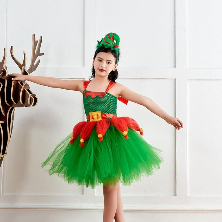 Kafei Girls Elf Costume Fancy Little Big Girls Christmas Elf