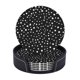 thumbnail image 1 of Posavasos de cuero de 6 piezas, posavasos negros con manchas dálmatas para bebidas, posavasos para tazas, regalo de inauguración de la casa, ideal para la decoración del hogar, 1 of 7
