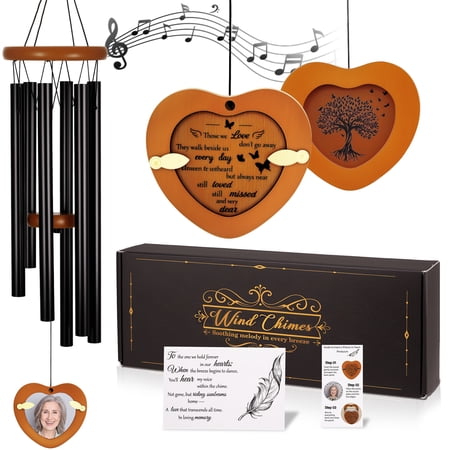 topjuju 29 Inch Memorial Wind Chimes Outdoor, Personalized Sympathy Gifts for Loss of Loved One, Sympathy Wind Chimes with Optional Frame, Memorial Gifts for Loss of Mom Father Brother Sister