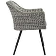 thumbnail image 2 of Modway Endeavor 19" Rattan & Fabric Outdoor Patio Dining Arm Chair in Gray, 2 of 6