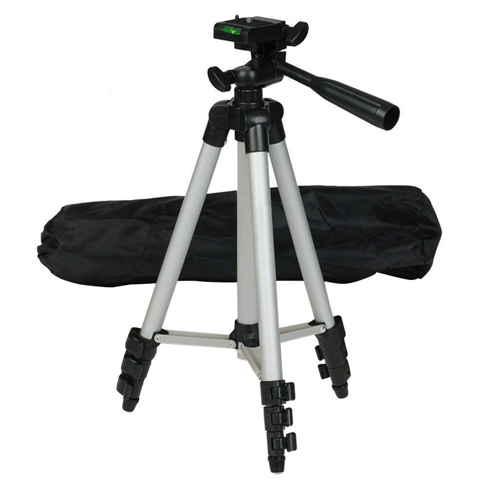 QUTETN Adjustable Height 360 Degree Rotaing Camera Telescopic Tripod Standard 1/4 Inch Quick Release Mount for DSLR Camera / LCD Monitor/ Camcorder (Silver)