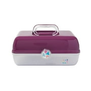 Claire's Features - Caboodles Makeup Case, On the go Girl Travel Cosmetic Organizer with Mirror, Violet over Clear Sparkle Storage Box: 12 x 9.4 x 6 Inches