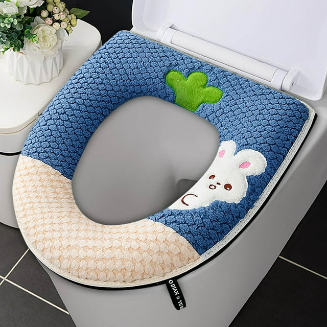 Soft Toilet Seat Cushion with Handle & Adhesive Straps | Non-Slip Comfortable Toilet Seat Cover | Fits Round & Elongated Toilets | Easy to Clean Bathroom Accessory (1 Pack)
