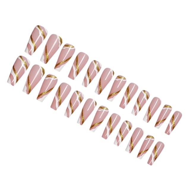 Seitruly Uñas postizas de ataúd, estilo francés clásico, uñas a presión, cubierta completa, punta de uñas, pegatinas de manicura de viscosidad Arte de uñas tipo 19 Seitruly CE012296-19B