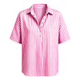 thumbnail image 5 of Womens Cotton Linen Gauze Tops Summer Button Down V Neck Half Sleeve Shirts Dressy Casual Clothes Striped Blouses Loose Boho Blouses Collared Fitted Tops Summer Business Outfits Linen Tunic Tops, 5 of 8