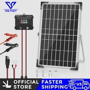 Voltset Solar Battery Trickle Charger: 10 Watt 12V Solar Panel Maintainer for Car Boat - Waterproof Monocrystalline Solar Charger with Controller for RV Marine Trailer Truck Motorcycle