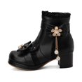 thumbnail image 4 of NECHOLOGY Botas Mujer Adulto Femenino Zapatos Botines mujer Botas de tacón grueso con borlas de cuentas y de cuero de color sólido a la moda para mujer (Black, 9), 4 of 7