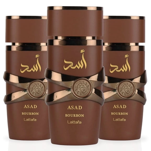 Asad Bourbon Eau de Parfum Spray 100ml (3.4 oz) by Lattafa (Pack of 3)