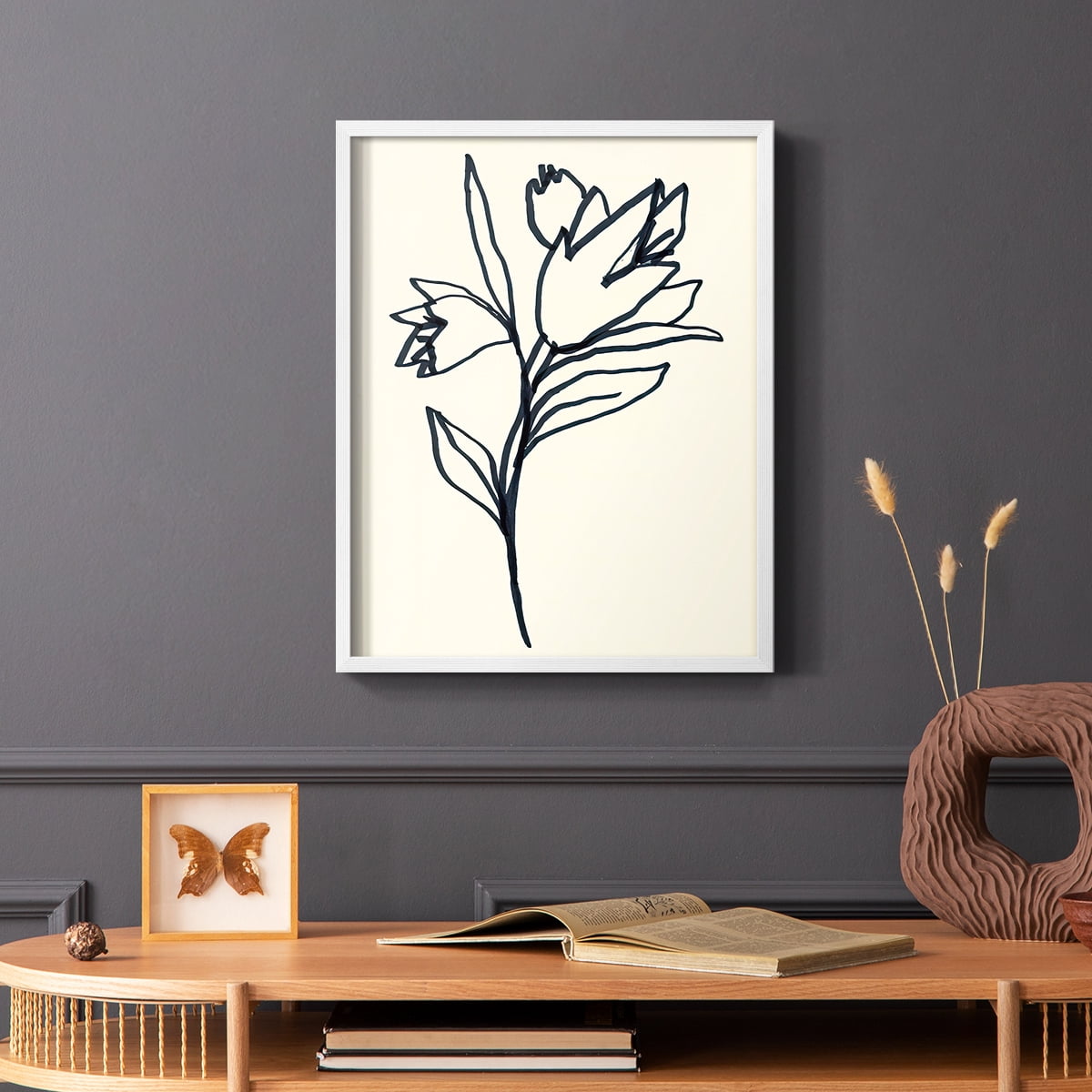 Floral Marker I in Paper Solid Wood 11 x 14 Framed Print