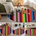 thumbnail image 6 of Mexico Colorful Stripes Round Living Room Rugs 5 ft, Vertical Striped Washable Area Rug with Non-Slip Sturdy Edge Binding Round Carpet for Entryway Kitchen Bedroom Bathroom, 6 of 9