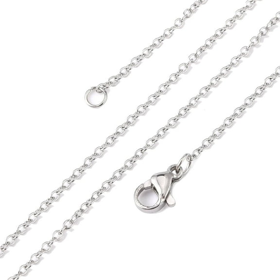 5 pc Tarnish Resistant 304 Stainless Steel Cable Chain Necklaces with Lobster Claw Clasps Stainless Steel Color 17.7 inch(45cm) 1.5mm