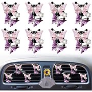 Car Air Fresheners Vent Clips for Women,8 Pcs Cute Dual Butterfly Diamond Rhinestone Car Interior Decor Charm Car Decoration Bling Car Accessories for Women +Sunflower Mask Hook (Pink & Purple)