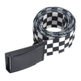 thumbnail image 3 of Checkered Belt, Black Flip Top Military Belt Adjustable Cuttable Black White Grid Strap, 3 of 8
