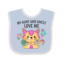 Inktastic My Aunt and Uncle Love Me with Cute Kitten and Flowers Boys or Girls Baby Bib