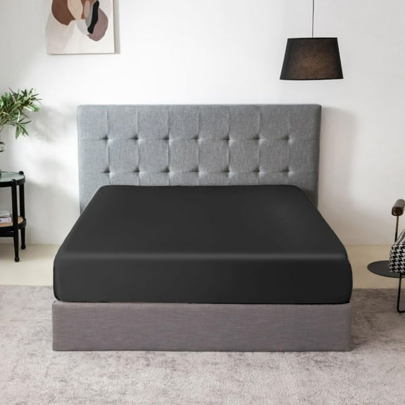 THXSILK Silk Fitted Sheet, 100% Pure 19 Momme Mulberry Silk, Only Seamless Bedding Set with 16'' Deep Pocket Elastic Adjustable(Queen Size 60''x80''+16”, Black)