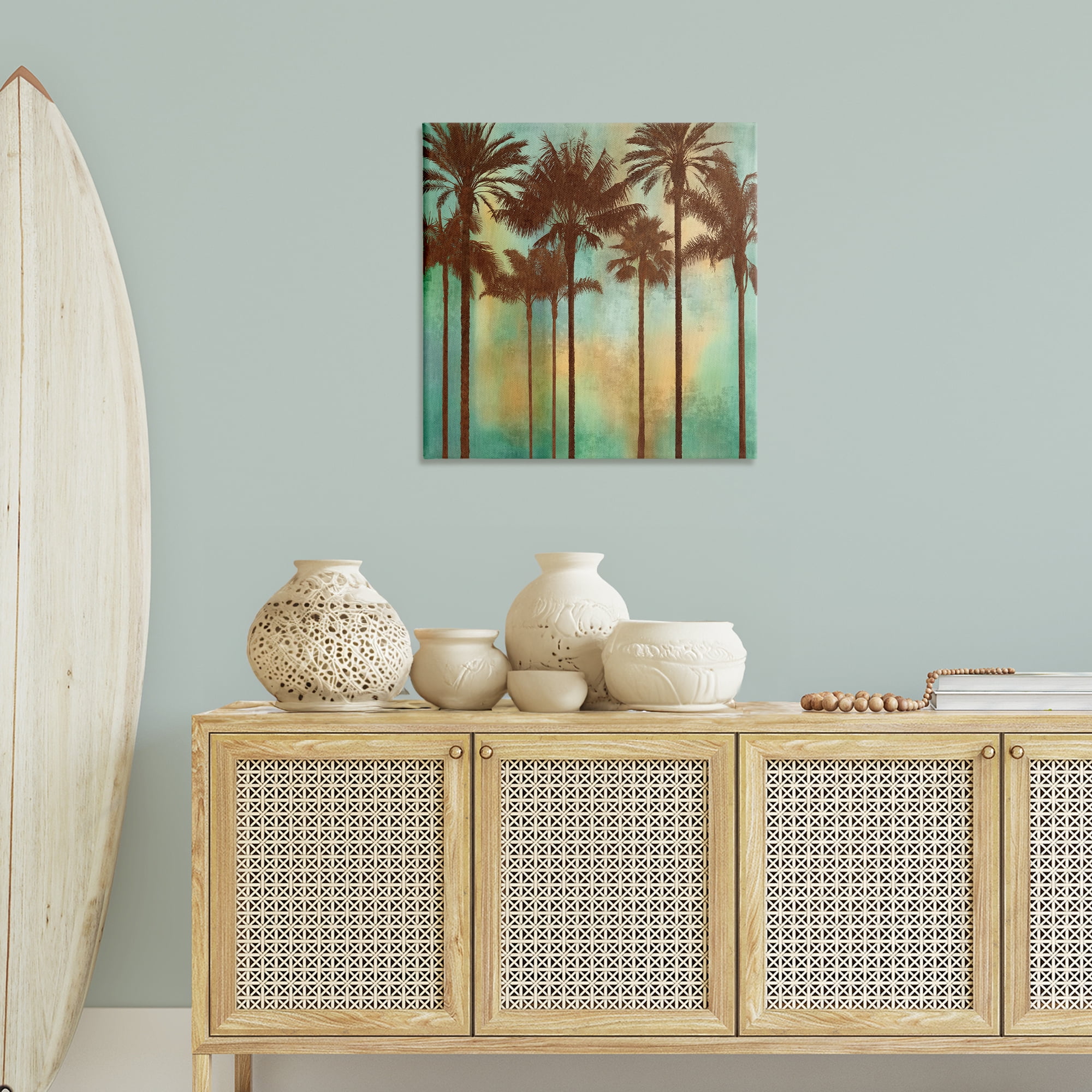 Stupell Industries Palm Trees over Gradient Landscape & Nature Painting Wrapped Canvas Canvas Art Print Wall Art, 30 x 30