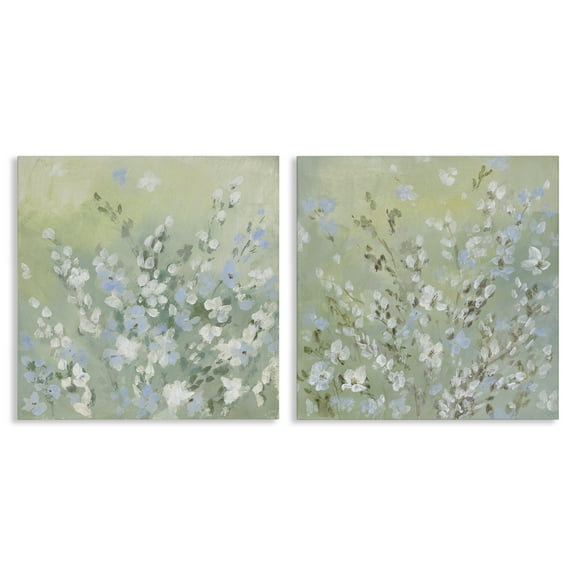 Stupell Industries Wispy Willows Blooms Floral & Botanical Painting Wrapped Canvas Art Print Wall Art, 17 x 17, Set of 2