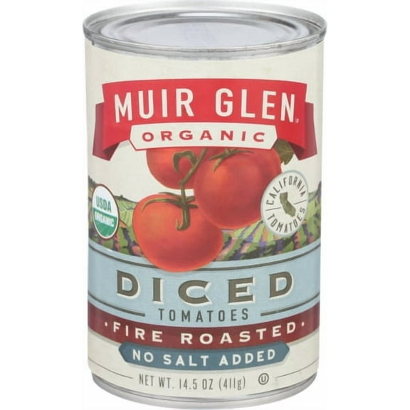 (Pack of 12) Muir Glen Tomato Fire Roasted Diced No Salt 14.5 oz