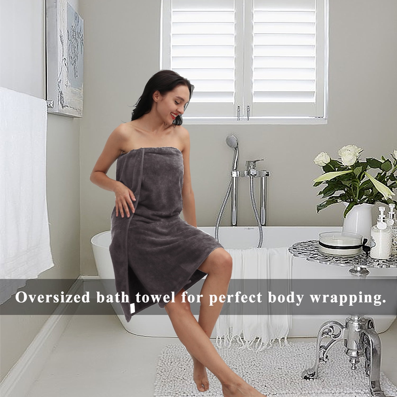 Smuge 4 Pack Oversized Bath Sheet Towels (35 x 70 in,Dark Gray) 700 GSM Ultra Soft Large Bath Towel Set Thick Cozy Quick Dry Bathroom Towels Hotel Luxurious Towels
