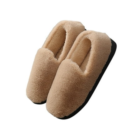 

Fangasis Women Light Weight Fuzzy Slipper Closed Toe Breathable Loafer Slippers Bedroom Anti-Skid Slip On Furry House Shoe Khaki 5.5-6