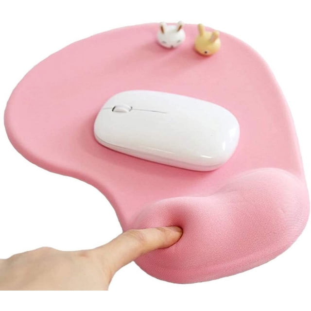 Tapis de Souris de Bureau avec Support de Poignet en Gel - Repose-Poignets Ergonomique de Tapis de Souris de Bureau - Conception Tapis de Jeu Base en Caoutchouc pour Ordinateur Portable (01Pink)