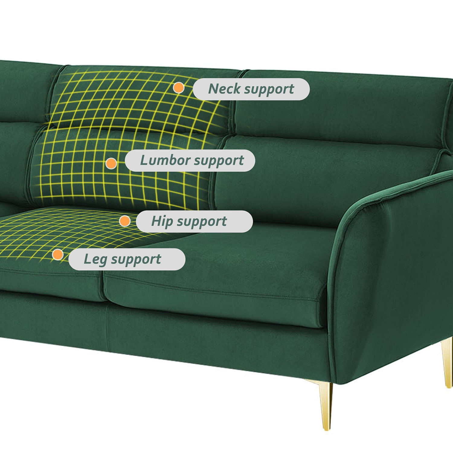 Kadyn 111 " Convertible Sectional Sofa Couch, Flannel L Shape Furniture Couch with Chaise Left/Right Handed Chaise, Modern Fabric Sofa for Apartment, Green