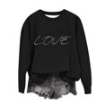 thumbnail image 7 of Tao Tao Kids Girls Boys Casual Crewneck Sweatshirt Letter Graphic Prints Blouses Long Sleeve Tops Cute Pullover Loose Fit For Valentines Day Black 2 Years, 7 of 7