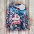 thumbnail image 2 of WTOBBY Christmas Themed Cute Print Women's Knit Sweater Top, Long Sleeve Crewneck Pullover, Holiday Casual Fall and Winter Fashion Wear,Blue L, 2 of 5