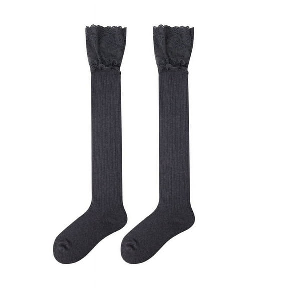 ERDOUY 3 Pairs Over Knee High Socks, Tube Dresses Fashion Cotton Thigh High Socks Stockings Cosplay Socks,Grey