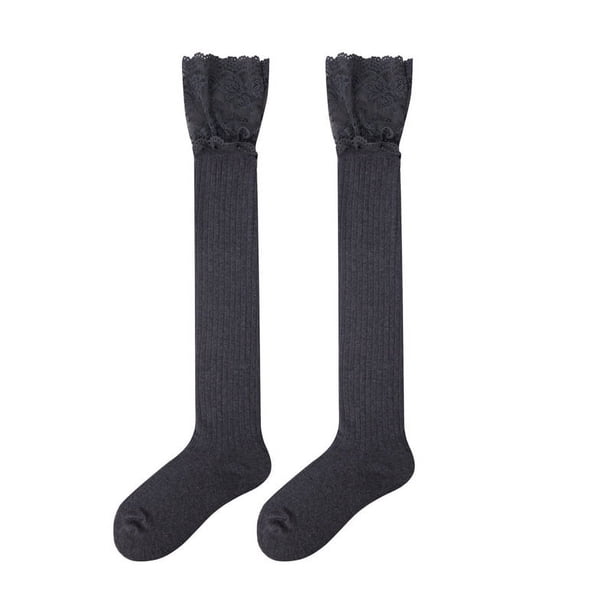 Zhuge 3 pares de calcetines por encima de la rodilla, calcetines hasta la rodilla, medias altas hasta el muslo, calcetines hasta la rodilla para mujer, para cosplay de niña,gris