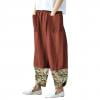 thumbnail image 1 of Pantalon Large pour Femmes Pantalon Large Décontracté en Coton et Lin Imprimé Patchwork Irrégulier, 1 of 3