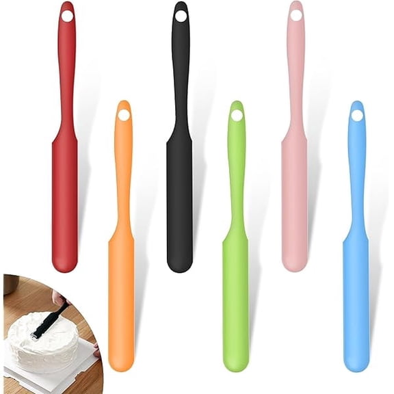6 Pcs Silicone Jar Spatula, Heat Resistant Small Silicone Spatula for Kitchen Use (Cake Cream Butter) with Long Handle for Cooking, Mixing, Baking & Scraping, Non-Stick, 9.4 Inch