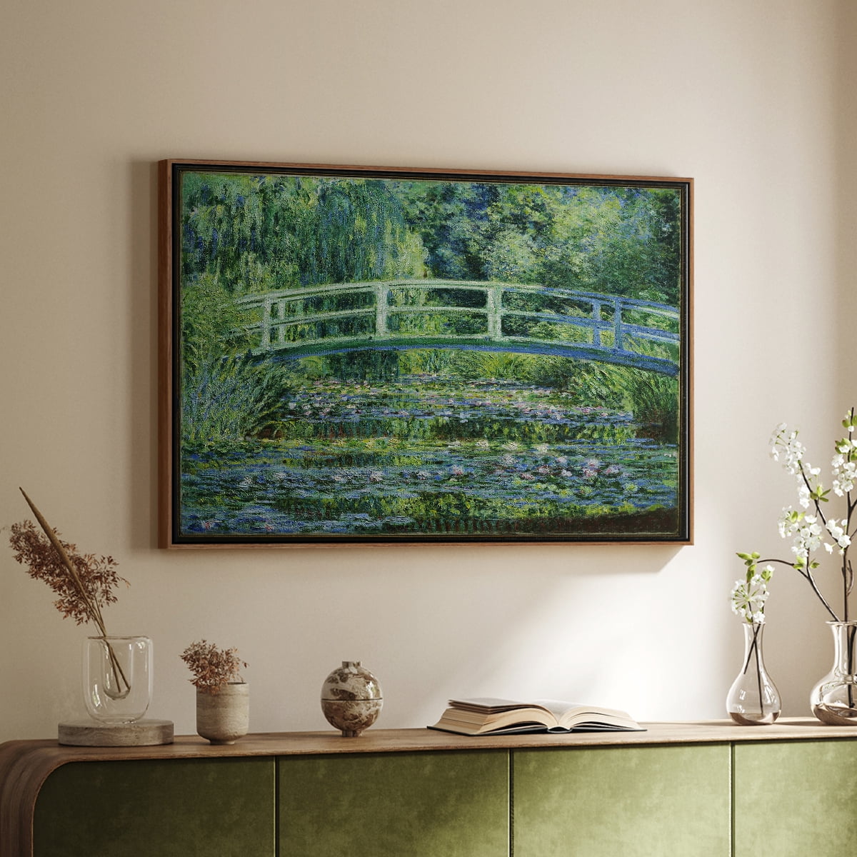 Vintage Landscape-CI By Wexford Home Framed in Walnut Wood Gallery Wrapped Canvas 27 in. x 41 in.
