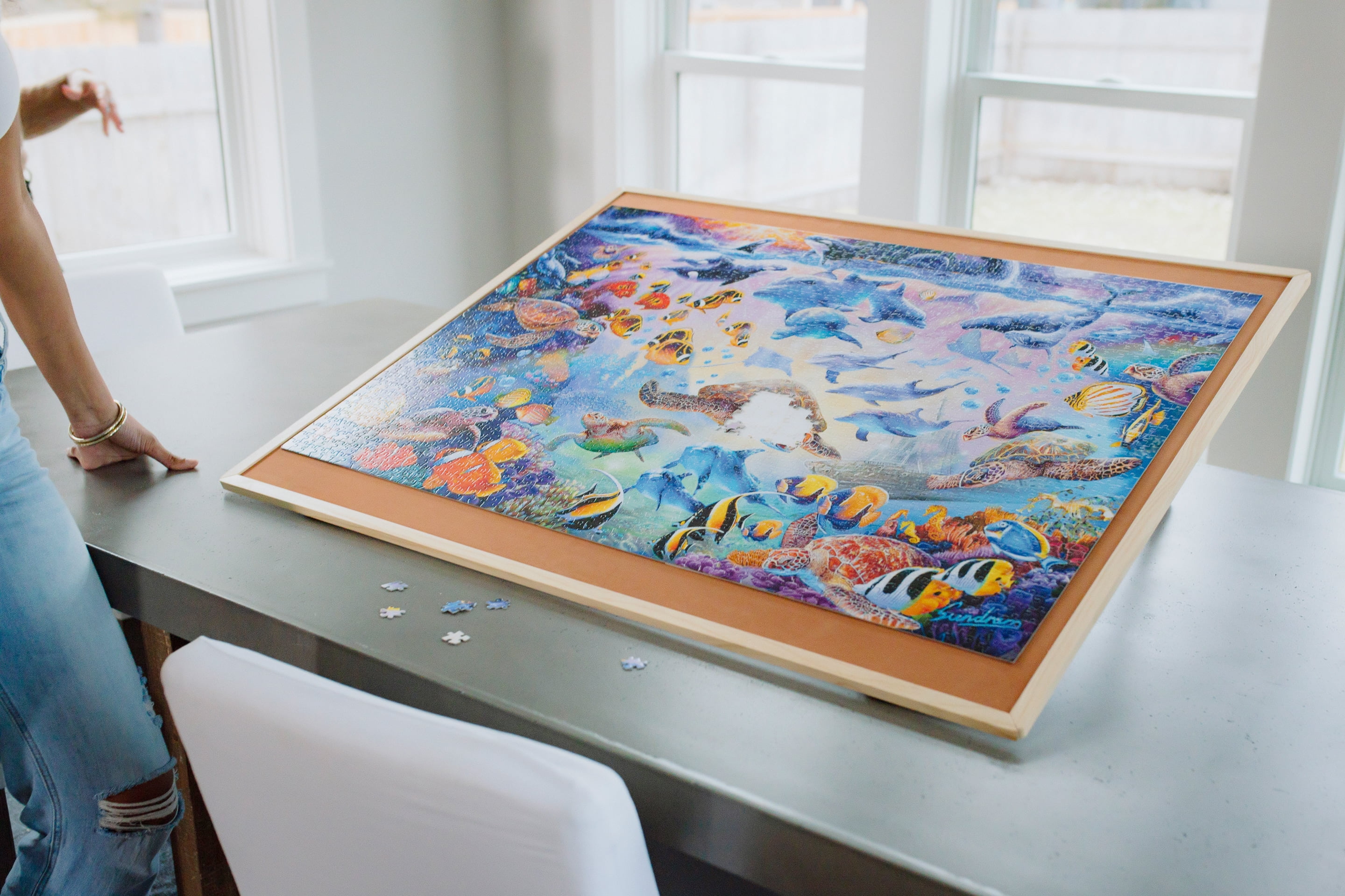 Buffalo Games - Wood Puzzle Table - Jumbo Size Fits Up to 2000pc Jigsaw Puzzles