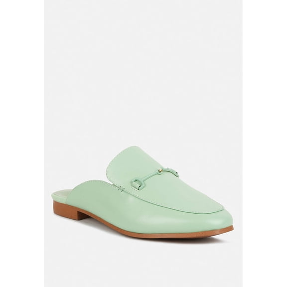 KRISTY Horsebit Embellished Mules in Mint Green