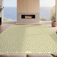 thumbnail image 2 of Design&I 8'x10' Washable Area Rug Snag-Free Sage Farmhouse Cream Motif Symmetrical Border Bathroom Waffle for Dining Room, Large Office, Lounge, 2 of 7
