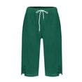 thumbnail image 4 of Women's Casual Bermuda Shorts Knee Length Summer Beach Shorts with Pockets Side Button Slit Lightweight Straight Leg Shorts, 4 of 7