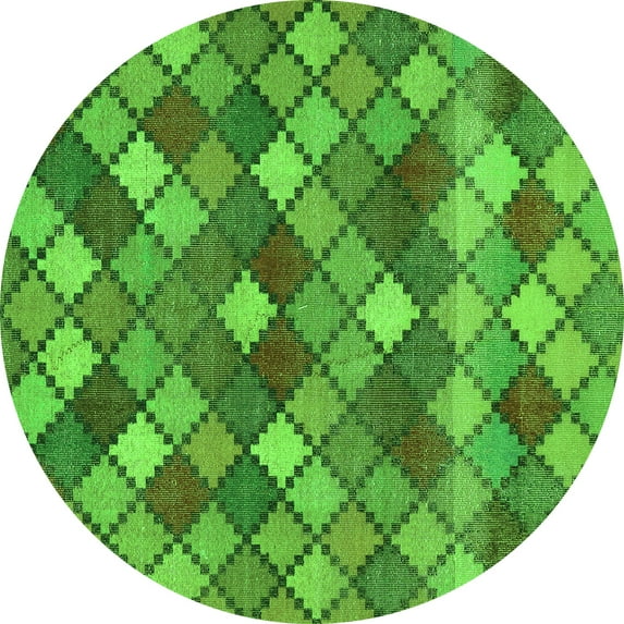 Ahgly Company Indoor Round Abstract Green Contemporary Area Rugs, 8' Round