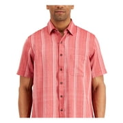 TASSO ELBA Mens Red Printed Spread Collar Classic Fit Dress Shirt L