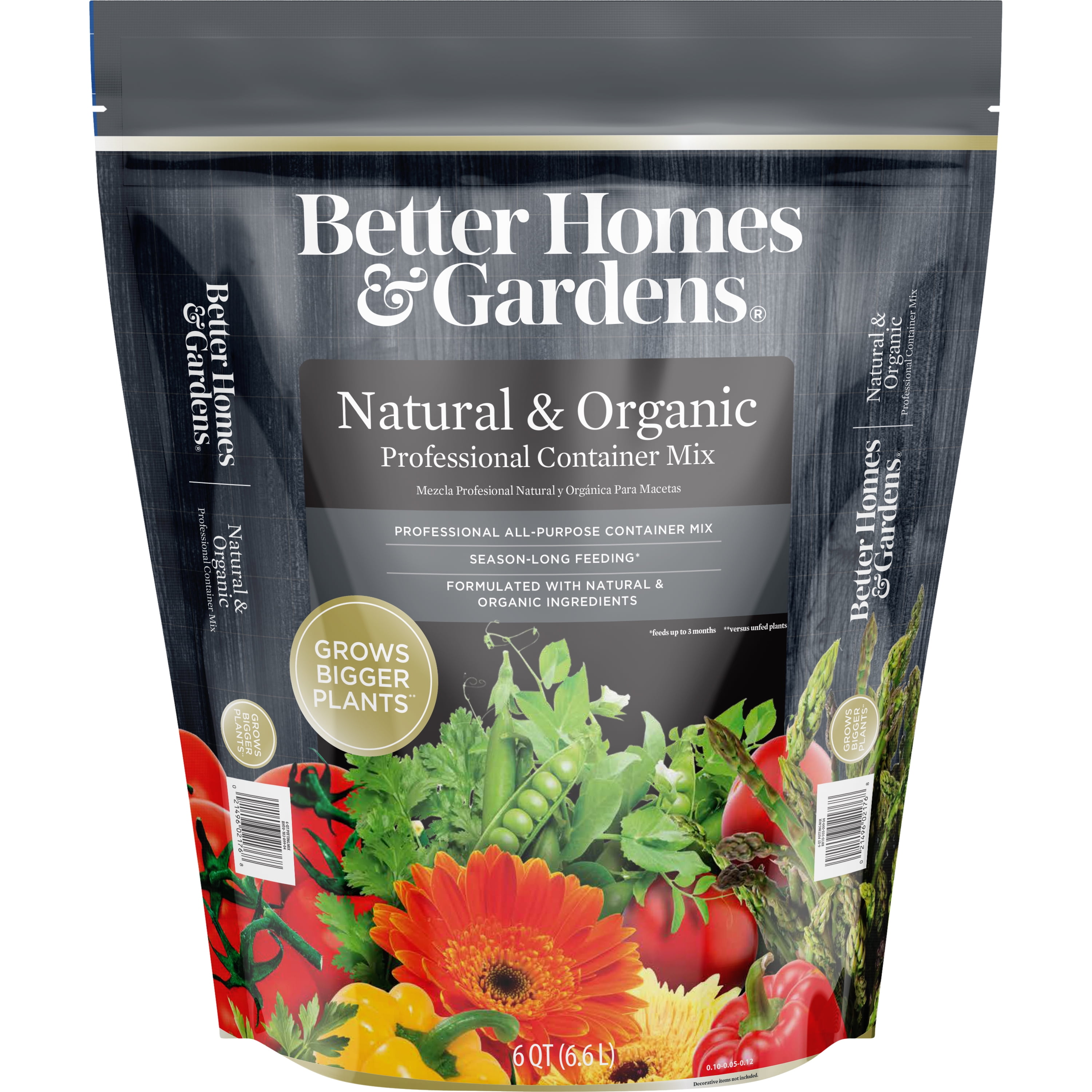 Better Homes Gardens Natural And Organic Professional Container Potting Mix 6 Qt Bag Walmart Com Walmart Com