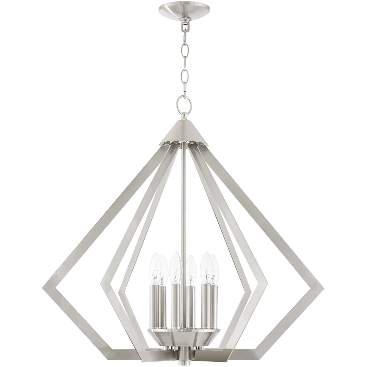 6 Light Brushed Nickel Chandelier with Steel base material
