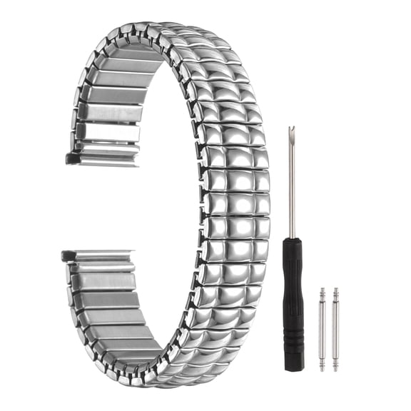 Uxcell Expansion Watch Bands 16mm Stainless Steel Stretch Watch Strap, Silver