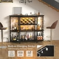 thumbnail image 4 of iSunirm 3-Tier Wine Bar Cabinet with Power Outlets and LED Lights, Bar Table Coffee Bar with Glass Holder & Liquor Storage Rack for Kitchen, Living Room, Black, 4 of 9