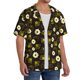 thumbnail image 2 of Balery Honey Bees With Flowers Camisa Casual de Manga Corta con Botones para Hombre, Texturizada, Estilo Cubano, para Playa, Verano-X-Large, 2 of 5