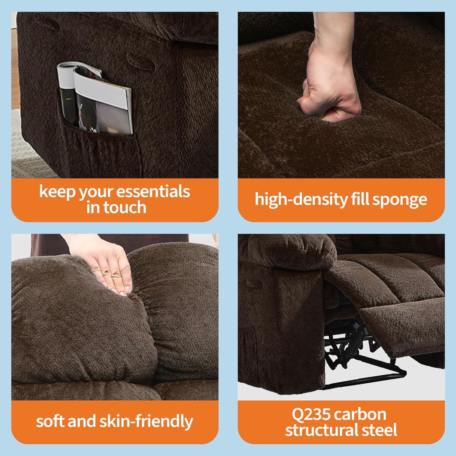 Sunvasagoo Chenille Rocking Recliner Chair, 360° Swivel, Manual Recline, 300Lb Capacity, 3 Colors