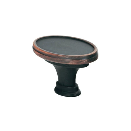Bronze Oval Cabinet - Oval style Brushed Oil-Rubbed Bronze Cabinet Hardware Knob, 1-17/32 Inch Overall Length