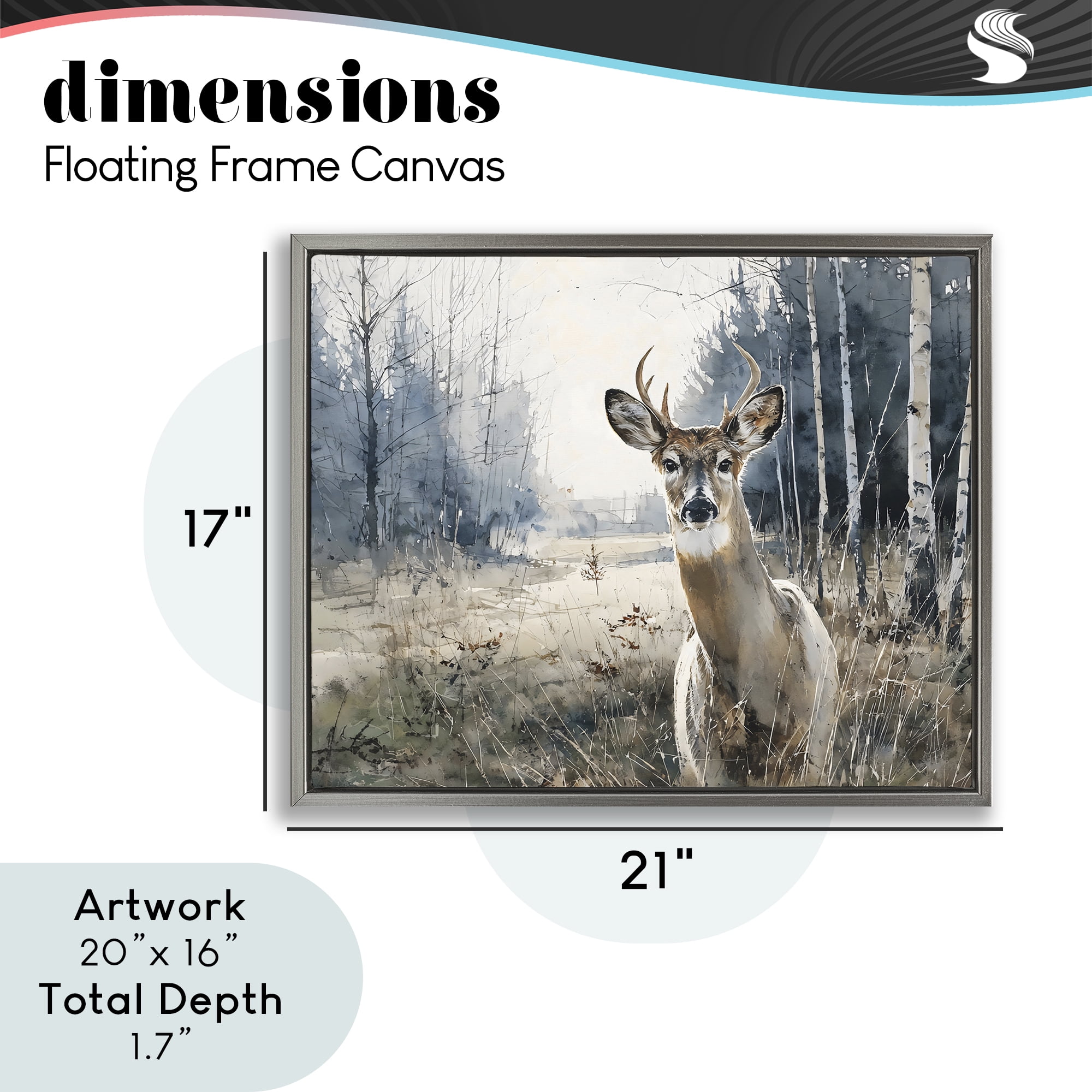 Stupell Industries Deer in Winter Wilderness Gray Framed Floater Canvas Wall Art, design by Franklyn Gregory